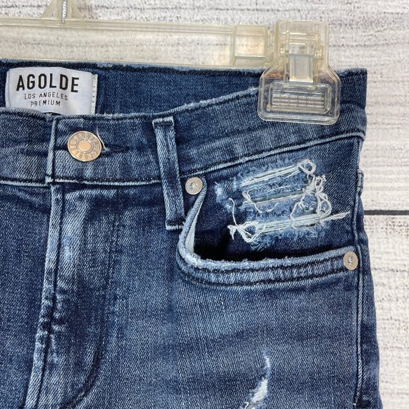 AGOLDE Sophie Crop Mid Wash Distressed Jeans Sz 26 - Picture 3 of 16